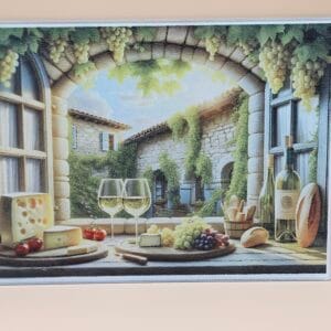 Countryside Stone Window Scene Cutting Board – Rustic Glass Prep Board