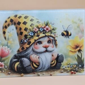 Gnome Honeybee Cut Glass Prep Board