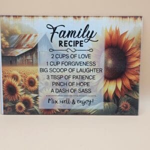 Sunflower Family Recipe Cutting Board – Love & Laughter Kitchen Art