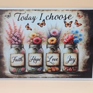 Today I Choose – Inspirational Floral Tempered Glass Cutting Board