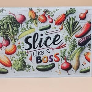 Slice Like a Boss – Funny Veggie Tempered Glass Cutting Board