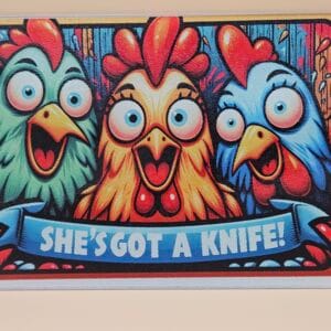 She’s Got a Knife – Funny Chicken Tempered Glass Cutting Board