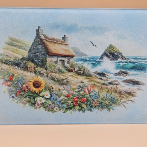 Seaside Cottage Cutting Board – Floral Coastal Kitchen Art