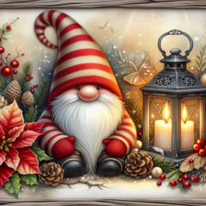Christmas Lantern Gnome Tempered Glass Cutting Board