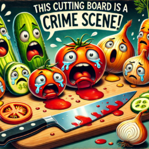 Funny Vegetable Crime Scene Cutting Board