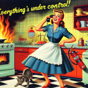Everything’s Under Control – Retro Kitchen Chaos Cutting Board