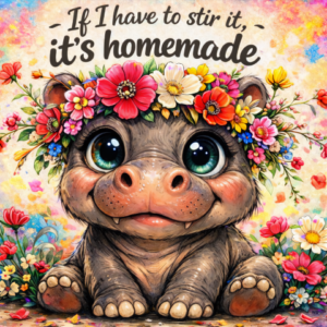 Homemade Hippo – Cute Kitchen Quote Tempered Glass Cutting Board