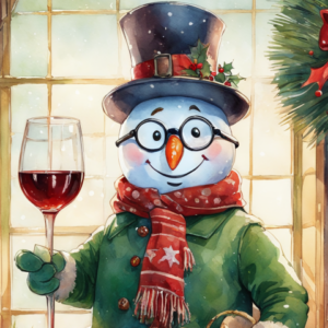 Holiday Snowman Wine Lover Cutting Board