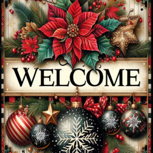 Christmas Poinsettia & Ornaments Garden Flag
