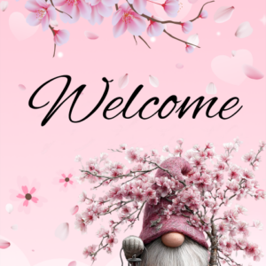 Cherry Blossom Gnome Garden Flag