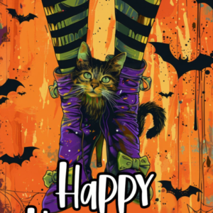 Witch Legs Halloween Garden Flag – “Happy Halloween”