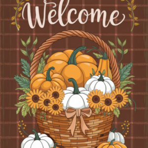 Autumn Basket Welcome Garden Flag