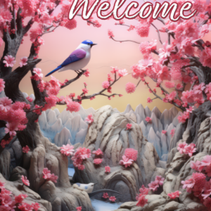 Cherry Blossom Welcome Garden Flag