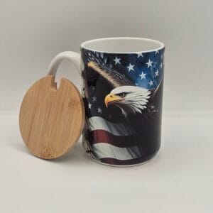 American Pride Eagle Mug - 15oz Ceramic with Bamboo Lid