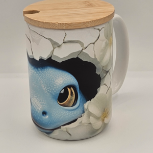 Dragon?s Gaze - 15oz Ceramic Mug with Bamboo Lid