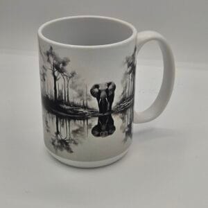 Elephant Reflection Mug - 15oz Ceramic with Bamboo Lid