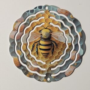 Honey Bee on Comb Wind Spinner with Chimes